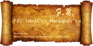 Földvári Margaréta névjegykártya